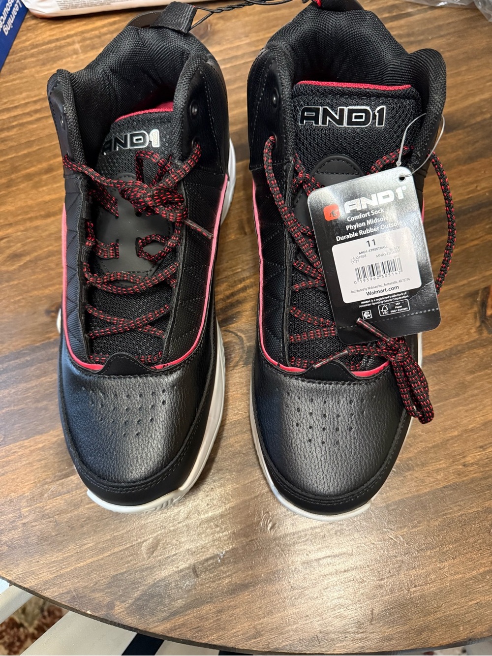 And1 Black and Red Men’s High-Top Basketball Sneakers